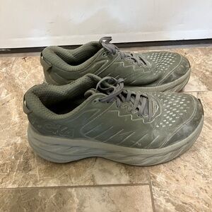 Hoka Bondi SR Sneakers Shoes Men 11 green Leather Work Run Oil Slip Resistant